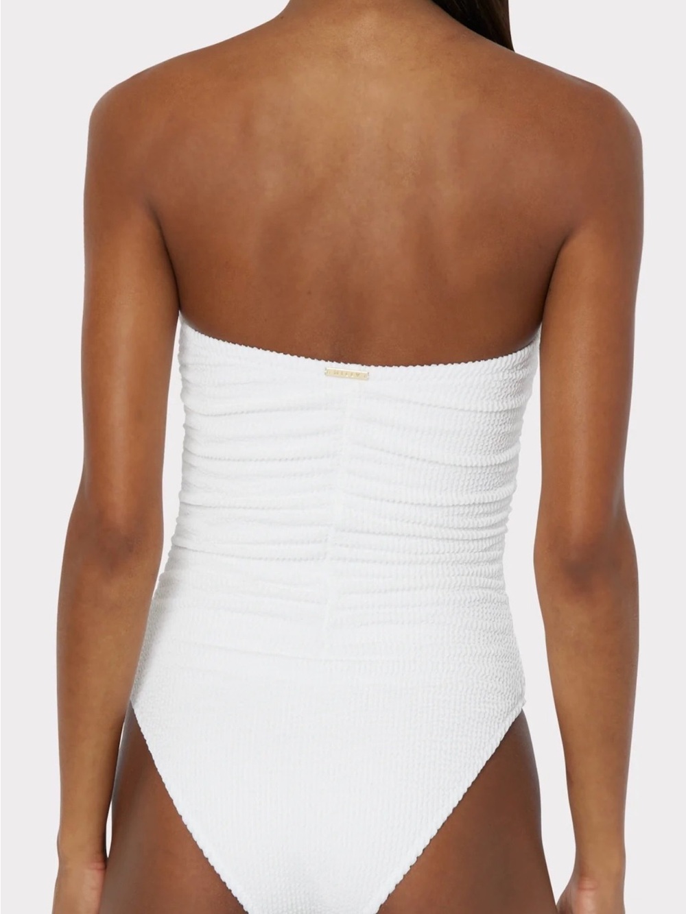 Milly White Textured Strapless Ruched One-Piece - Picture 2 of 7